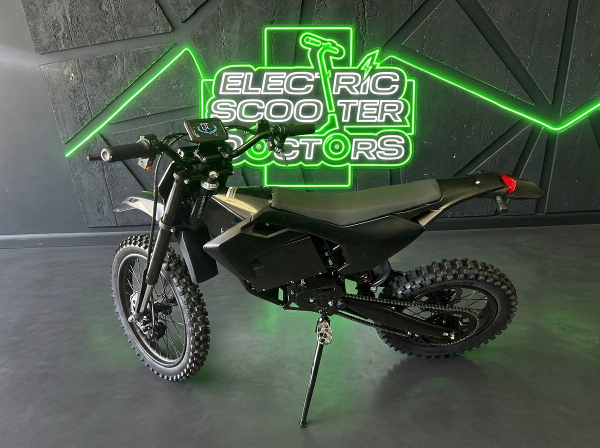 F60 electric dirt bike displayed at Electric Scooter Doctors Miami